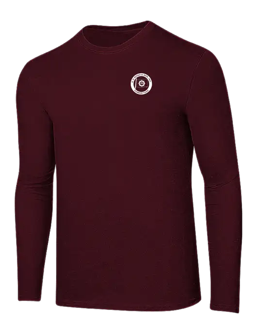 Ring Spun Maroon 4.5 oz Long Sleeve T-Shirt w/E.N. Bisso Logo
