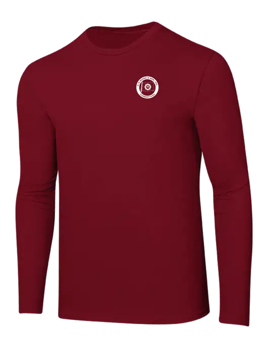 Ring Spun Cardinal 4.5 oz Long Sleeve T-Shirt w/E.N. Bisso Logo