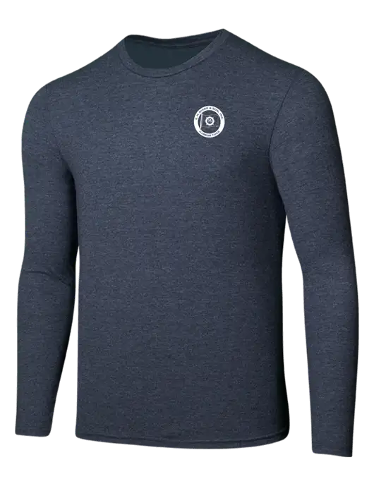 Seriously Soft Heathered Navy Long Sleeve T-Shirt w/E.N. Bisso Logo