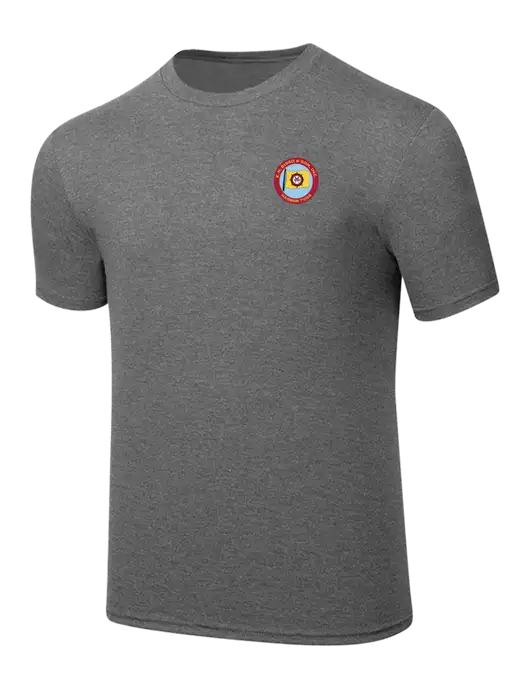 Simply Soft Heathered Medium Grey 4.5oz  Poly/Combed Ring Spun Cotton T-Shirt w/E.N. Bisso Logo