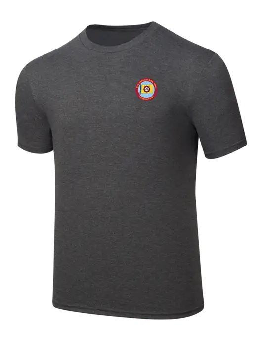 Simply Soft Heathered Charcoal 4.5oz  Poly/Combed Ring Spun Cotton T-Shirt w/E.N. Bisso Logo