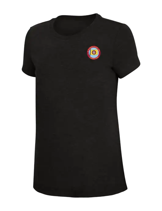 Womens Simply Soft Black 4.5oz Poly/Combed Ring Spun Cotton T-Shirt w/E.N. Bisso Logo