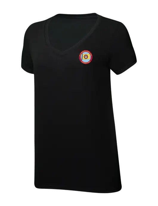 Womens Simply Soft V-Neck Black 4.5oz  Poly/Combed Ring Spun Cotton T-Shirt w/E.N. Bisso Logo
