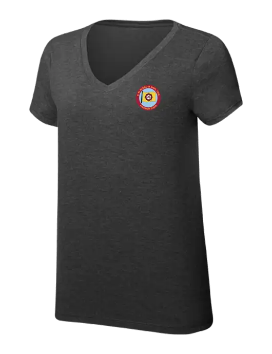 Womens Simply Soft V-Neck Black Frost 4.5oz  Poly/Combed Ring Spun Cotton T-Shirt w/E.N. Bisso Logo