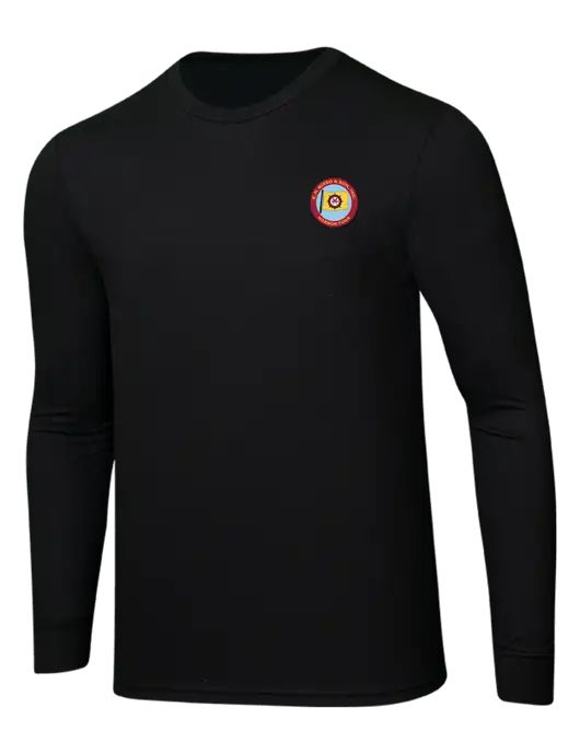 Simply Soft Long Sleeve Black 4.5 oz, Poly/Combed Ring Spun Cotton T-Shirt w/E.N. Bisso Logo