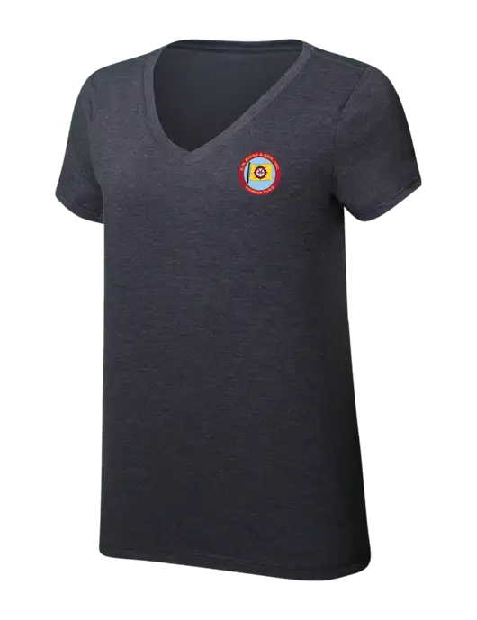 Womens Simply Soft V-Neck Heather Charcoal 4.5oz  Poly/Combed Ring Spun Cotton T-Shirt w/E.N. Bisso Logo