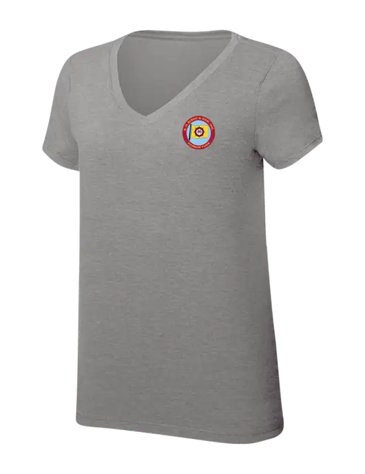 Womens Simply Soft V-Neck Grey Frost 4.5oz  Poly/Combed Ring Spun Cotton T-Shirt w/E.N. Bisso Logo