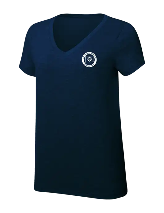 Womens Simply Soft V-Neck New Navy 4.5oz  Poly/Combed Ring Spun Cotton T-Shirt w/E.N. Bisso Logo
