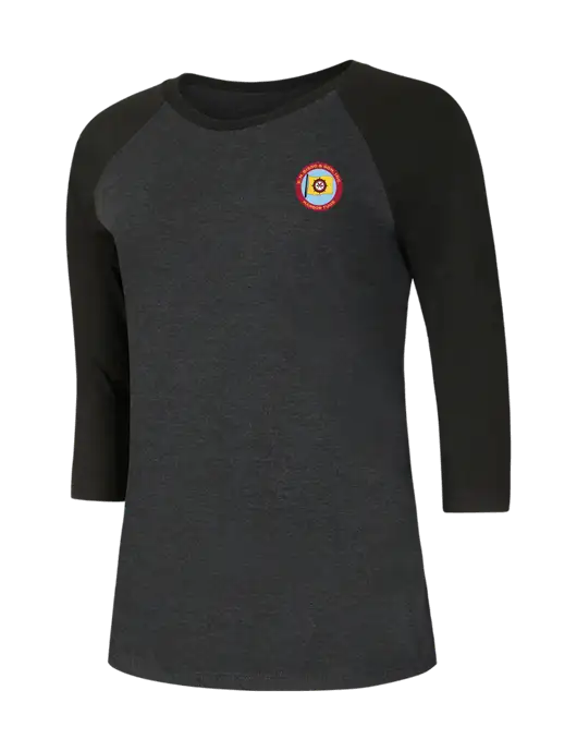 Womens Simply Soft 3/4 Sleeve Black/Black Frost Ring Spun Cotton T-Shirt w/E.N. Bisso Logo
