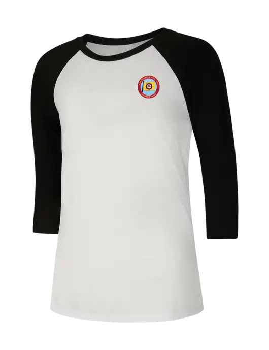 Womens Simply Soft 3/4 Sleeve Black/White Ring Spun Cotton T-Shirt w/E.N. Bisso Logo