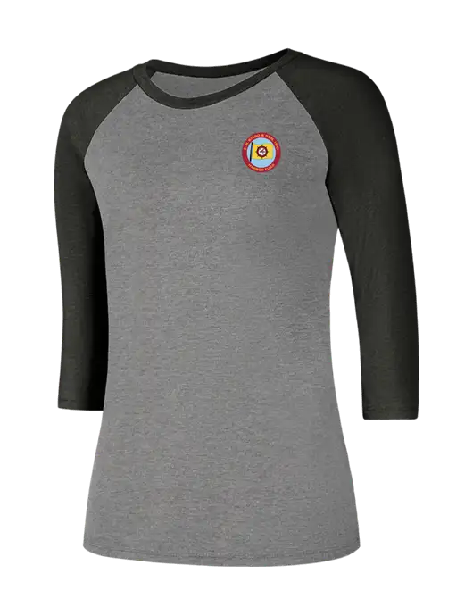 Womens Simply Soft 3/4 Sleeve Black Frost/Grey Frost Ring Spun Cotton T-Shirt w/E.N. Bisso Logo