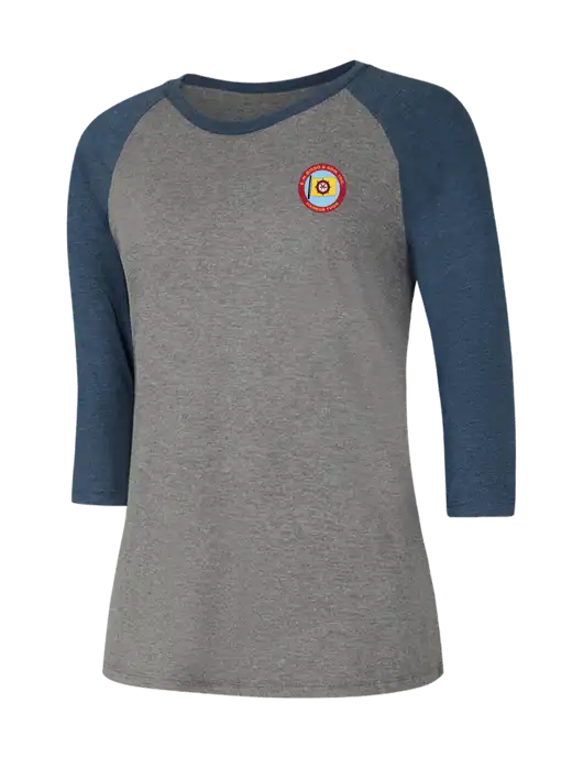 Womens Simply Soft 3/4 Sleeve Navy Frost/Grey Frost Ring Spun Cotton T-Shirt w/E.N. Bisso Logo
