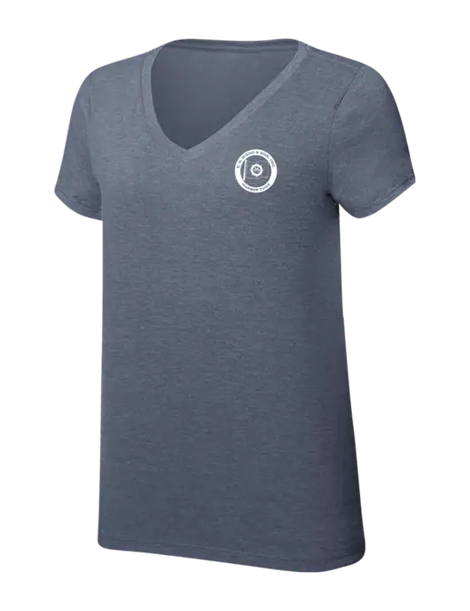 Womens Simply Soft V-Neck Navy Frost 4.5oz  Poly/Combed Ring Spun Cotton T-Shirt w/E.N. Bisso Logo