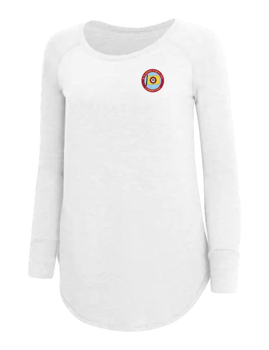 Womens Perfect Wide Collar Tunic Tri-Blend White 4.5 oz T-Shirt w/E.N. Bisso Logo