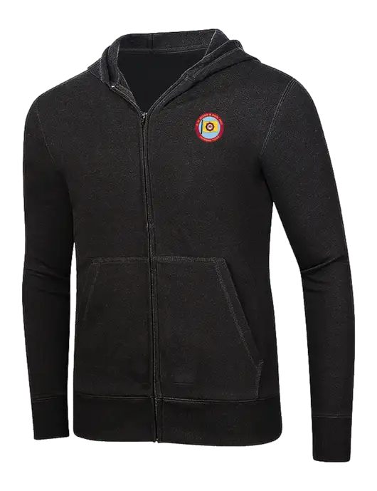 Full-Zip Black Heavyweight Hooded Sweatshirt w/E.N. Bisso Logo