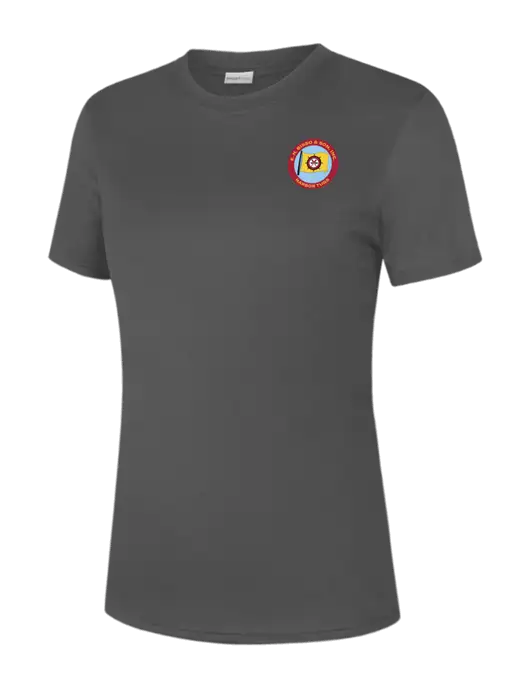  Womens Dark Grey PosiCharge Competitor Tee w/E.N. Bisso Logo