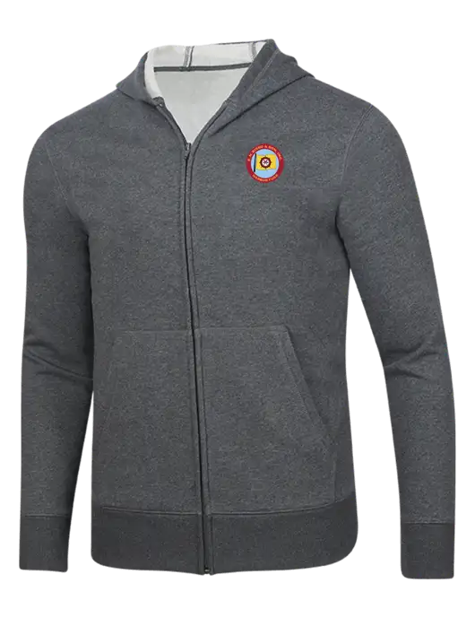 Full-Zip Dark Grey Heather Heavyweight Hooded Sweatshirt w/E.N. Bisso Logo