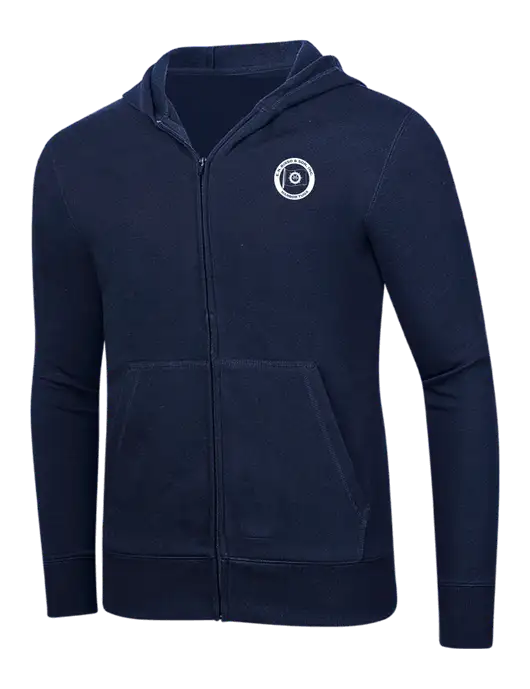 Full-Zip Navy Heavyweight Hooded Sweatshirt w/E.N. Bisso Logo