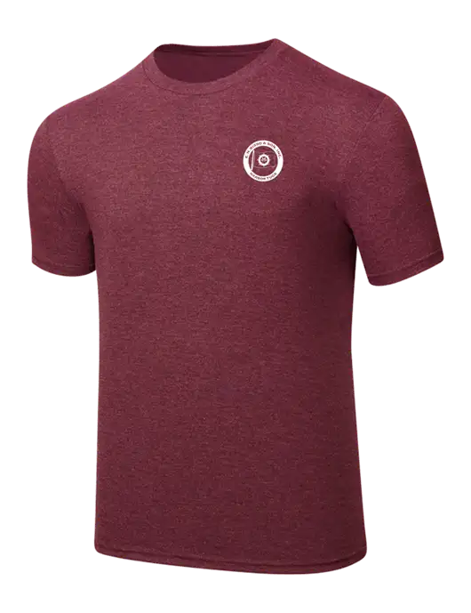 Simply Soft Maroon Frost 4.5oz  Poly/Combed Ring Spun Cotton T-Shirt w/E.N. Bisso Logo