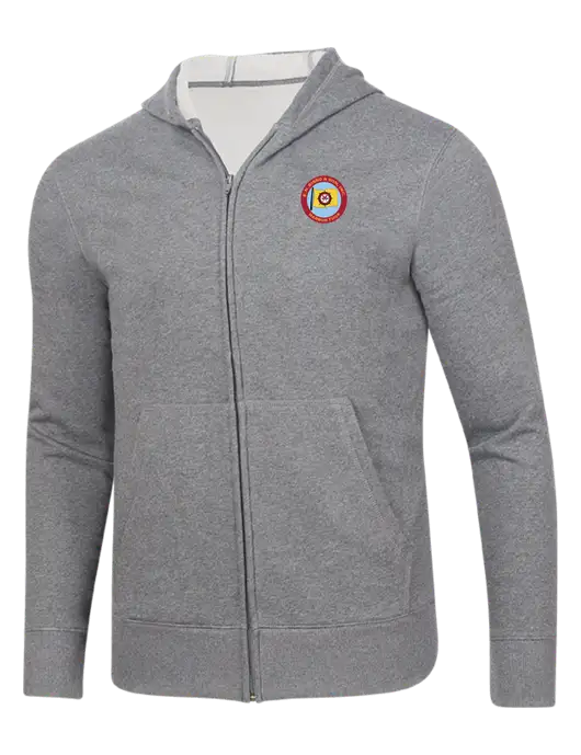Full-Zip Medium Grey Heather Heavyweight Hooded Sweatshirt w/E.N. Bisso Logo