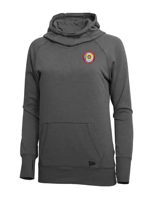 New Era Black Heather Womens Tri-Blend Fleece Pullover Hoodie w/E.N. Bisso Logo