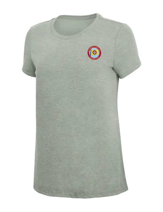Womens Simply Soft Heathered Light Grey 4.5oz Poly/Combed Ring Spun Cotton T-Shirt w/E.N. Bisso Logo