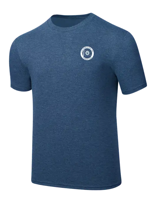 Simply Soft Heathered Navy 4.5oz  Poly/Combed Ring Spun Cotton T-Shirt w/E.N. Bisso Logo