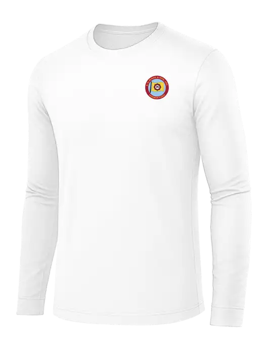 Long Sleeve White PosiCharge Competitor Tee w/E.N. Bisso Logo