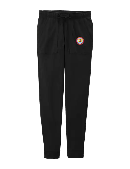 Womens Posicharge Tri-blend Wicking Black Triad Solid Fleece Jogger w/E.N. Bisso Logo