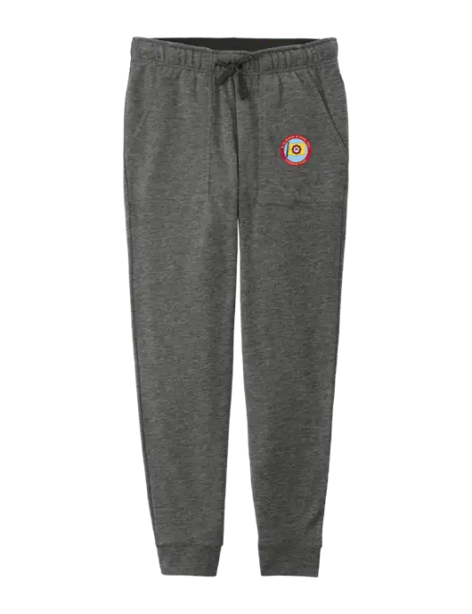 Womens Posicharge Tri-blend Wicking Dark Grey Heather Triad Solid Fleece Jogger w/E.N. Bisso Logo