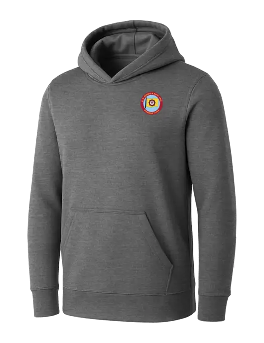 Womens Medium Grey Heather Core Fleece Pullover Hooded Sweatshirt w/E.N. Bisso Logo