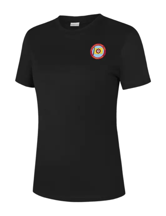  Womens Black PosiCharge Competitor Tee w/E.N. Bisso Logo