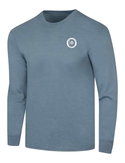 Simply Soft Long Sleeve Slate Blue Heather 4.5 oz, Poly/Combed Ring Spun Cotton T-Shirt w/E.N. Bisso Logo