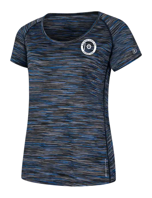 OGIO Womens Black/Royal Space Dye Verge Scoop Neck w/E.N. Bisso Logo