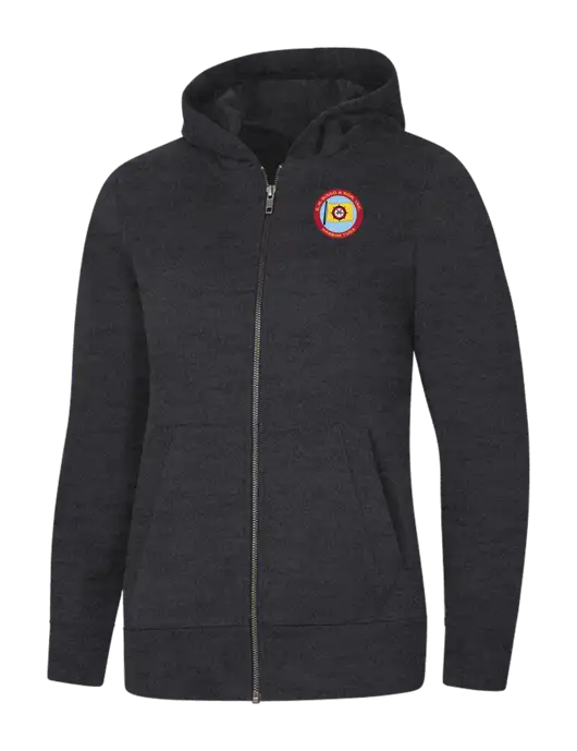 Womens Charcoal Heather Re-Fleece Full-Zip Hoodie w/E.N. Bisso Logo