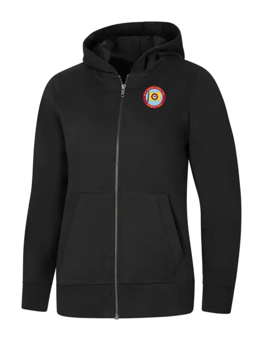 Womens Black Re-Fleece Full-Zip Hoodie w/E.N. Bisso Logo
