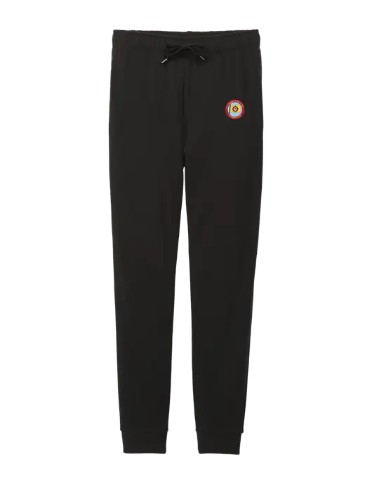 District Womens Black Mid-Rise Fleece Jogger w/E.N. Bisso Logo