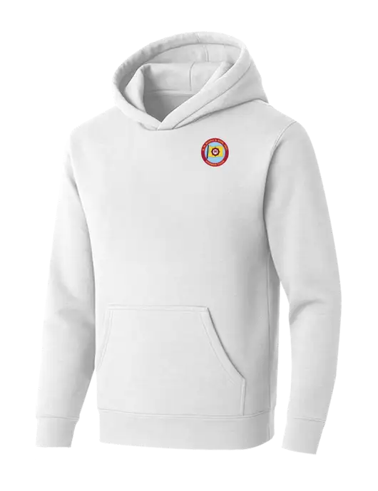 BELLA+CANVAS White Sponge Fleece Pullover Hoodie w/E.N. Bisso Logo