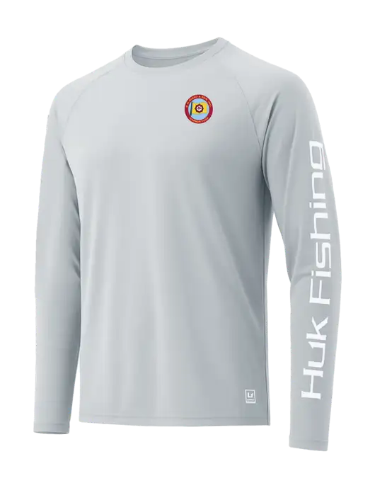 HUK Light Grey LoPro Pursuit Long Sleeve T-Shirt w/E.N. Bisso Logo