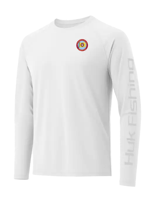 HUK White LoPro Pursuit Long Sleeve T-Shirt w/E.N. Bisso Logo