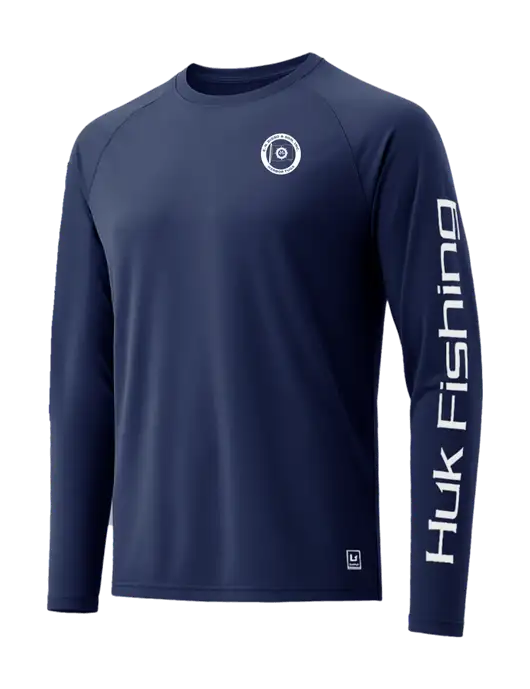 HUK Navy LoPro Pursuit Long Sleeve T-Shirt w/E.N. Bisso Logo