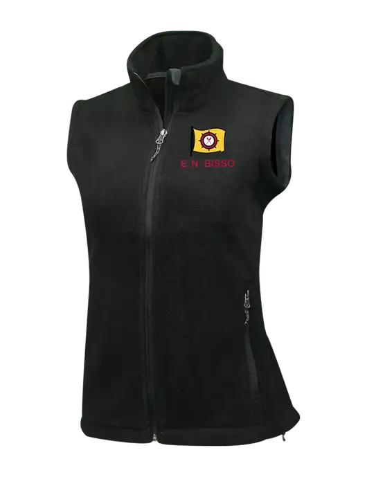 Womens Black Fleece Vest w/E.N. Bisso Logo