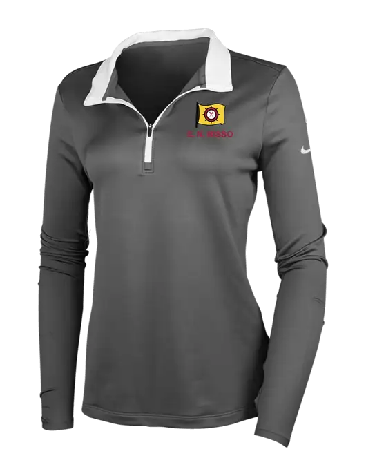 NIKE Dark Grey/White Womens Dry-Fit Stretch 1/2 Zip Cover-Up w/E.N. Bisso Logo