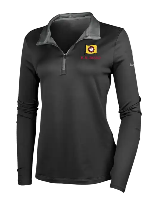 NIKE Black/Dark Grey Womens Dry-Fit Stretch 1/2 Zip Cover-Up w/E.N. Bisso Logo