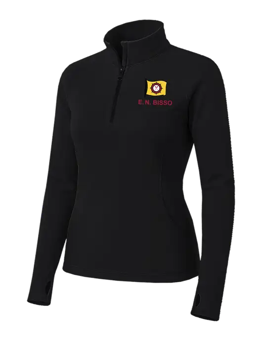 Womens Black Sport Wick Stretch 1/4 Zip Pullover w/E.N. Bisso Logo