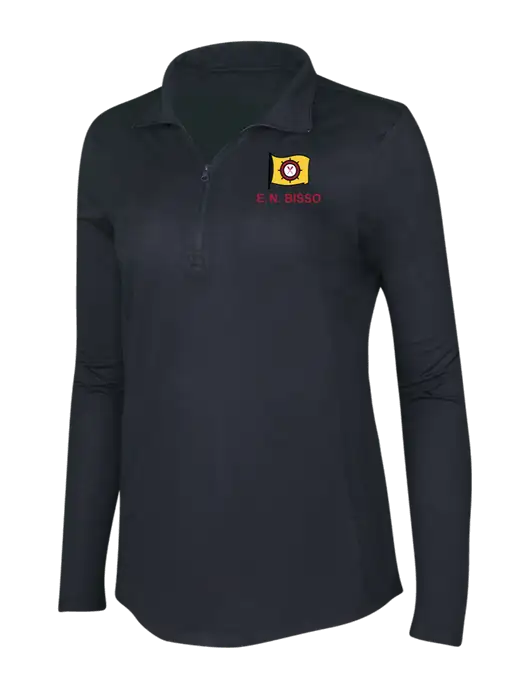 Black Triad Solid Womens Posicharge Tri-Blend Wicking 1/4 Zip Pullover w/E.N. Bisso Logo