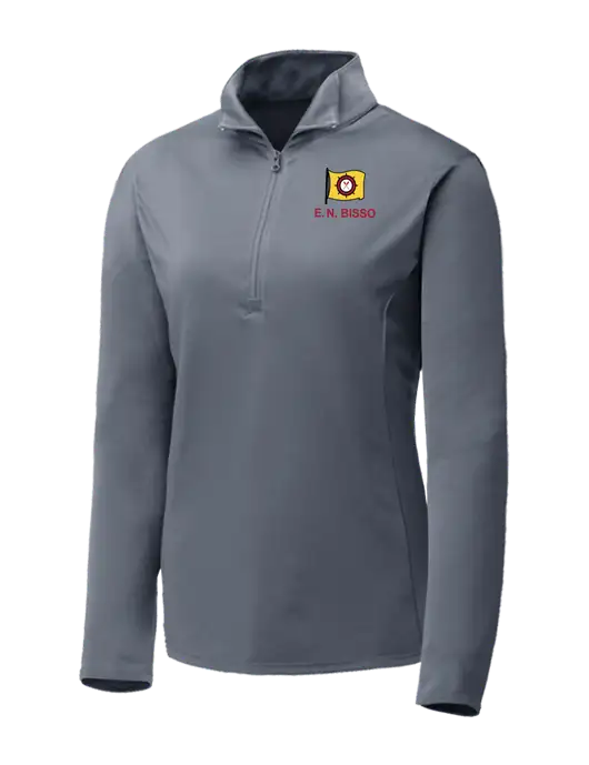 Medium Grey Womens Posicharge Competitor ¼ Zip Pullover w/E.N. Bisso Logo