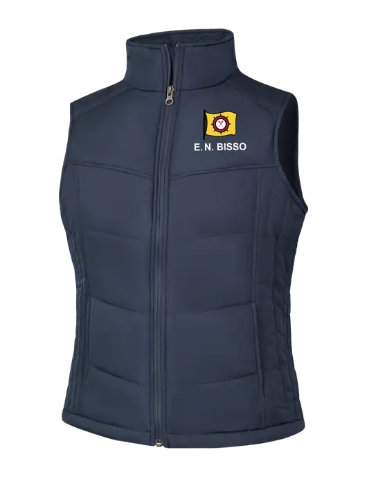  Womens Dark Slate/Black Puffy Vest w/E.N. Bisso Logo