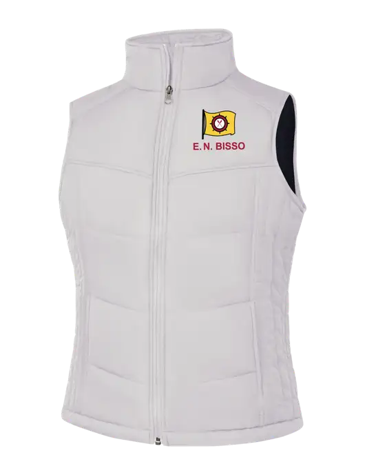 Womens White/Dark Slate Puffy Vest w/E.N. Bisso Logo