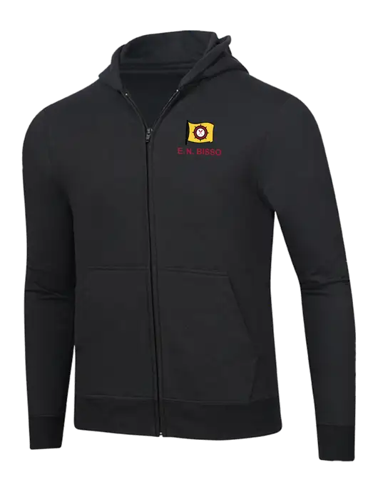 Jet Black 8.5 oz Ring Spun Zip Hooded Sweatshirt w/E.N. Bisso Logo